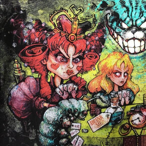 Big Chris Art T Shirt XXL Get Down Art Graphic Adult Deranged Alice Wonderland - Picture 4 of 10